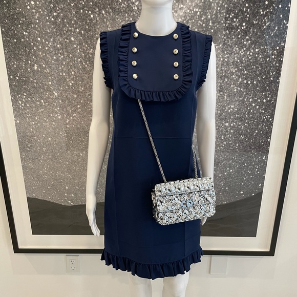 Gucci Ruffle Shift Dress with Pearl Buttons - Picture 1 of 12
